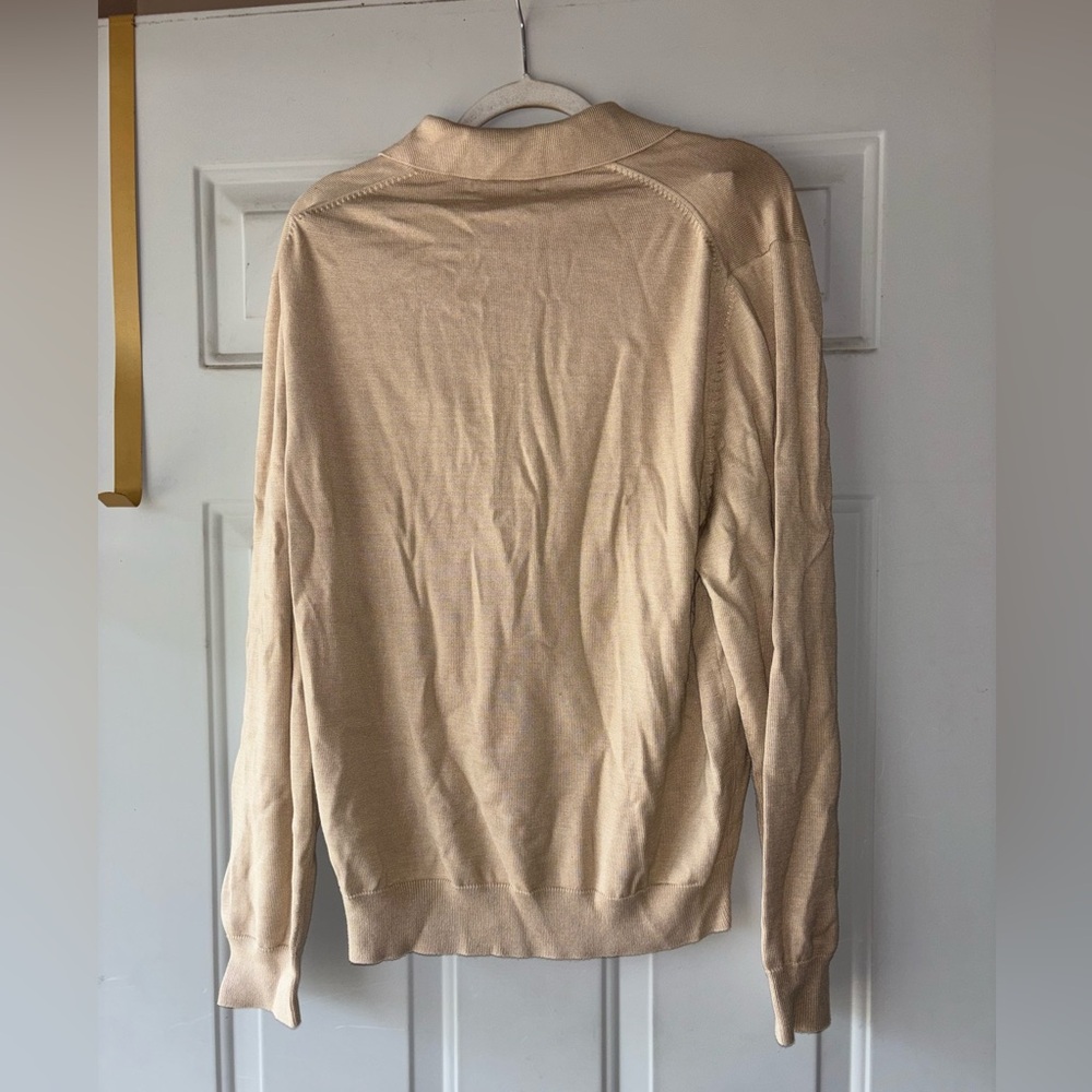 Brooks Brothers beige silk blend collared lightweight sweater size L - Picture 3 of 3